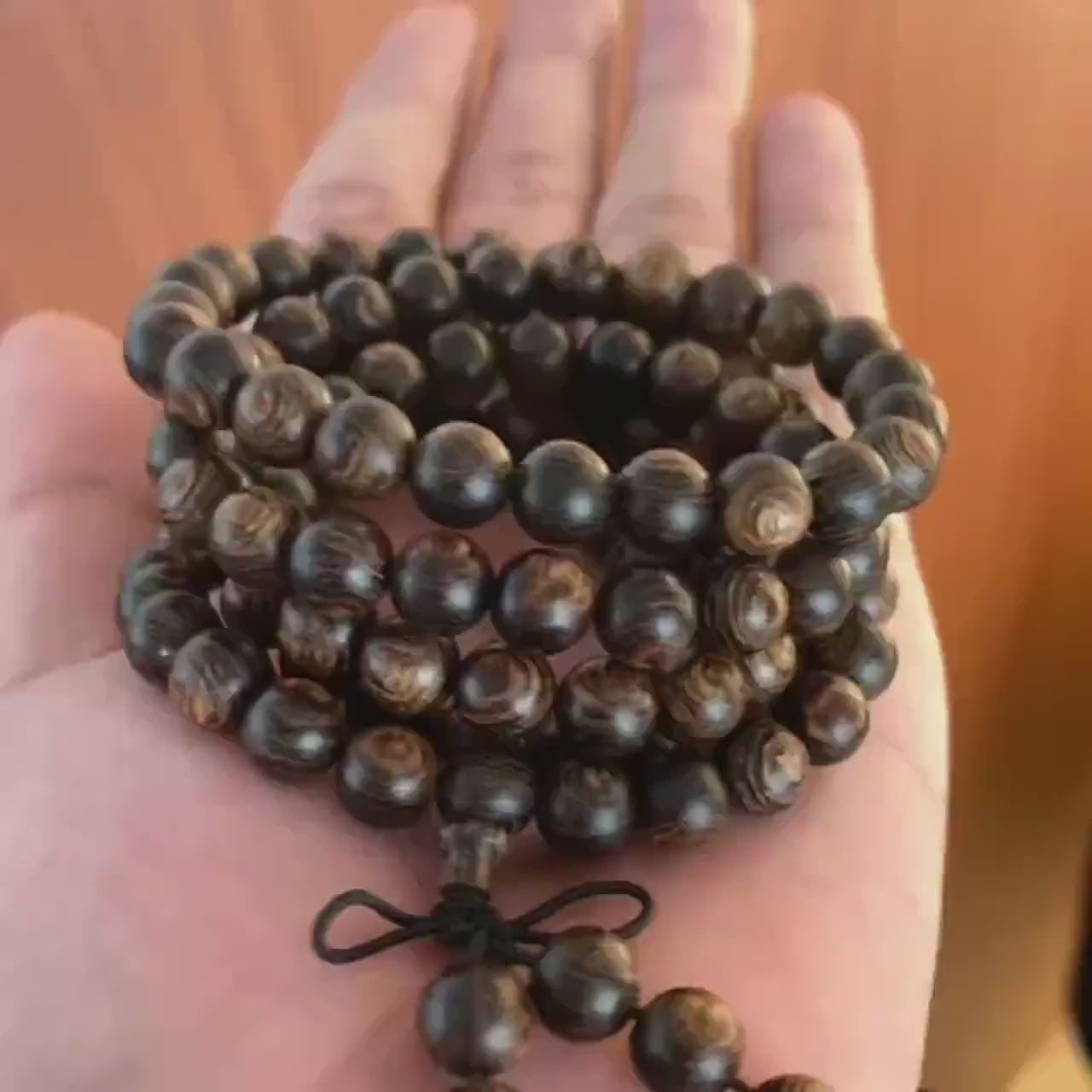 Agarwood Bracelet Chain of 108 Beads 7mm-8mm | Natural Agarwood | Agarwood Sinks With Vortex Veins | Necklace of 108 beads